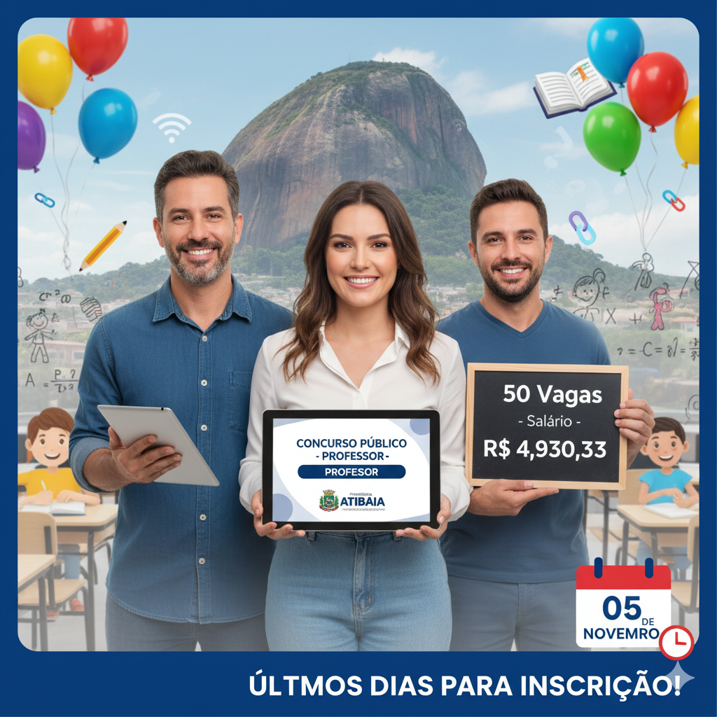 Última Chamada! Inscrições para Concurso de Professor da Prefeitura de Atibaia Encerram-se Nesta Quarta-feira (5